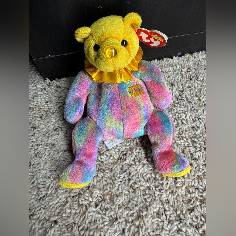 TY Birthday Beanie Baby November Bear with a Topaz Nose